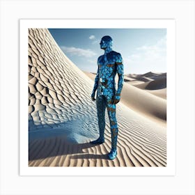 Blue Man In The Desert 13 Art Print