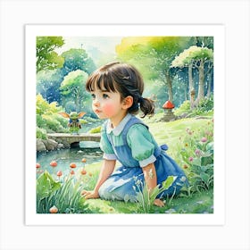 Little Girl In The Forest Art Print