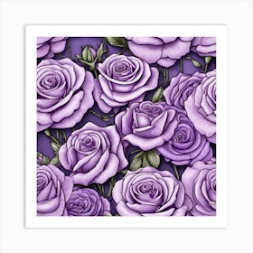 Purple Roses Seamless Pattern 7 Art Print