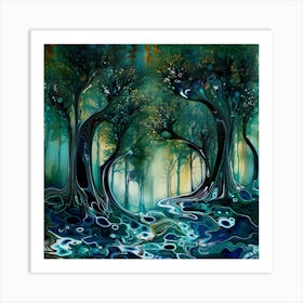 Trees Forest Mystical Forest Nature Art Print