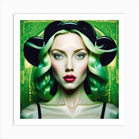 Green Haired Woman Art Print