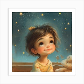 Little Girl With Stars Art Print