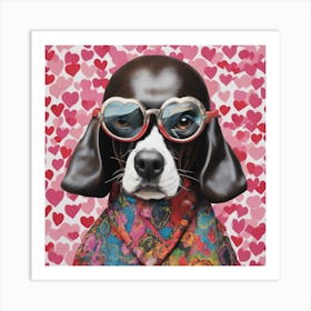 Lovable Pooch in Heart Glasses - Adorable Dog Art Art Print