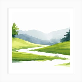 Watercolor Landscape Painting 2 Art Print