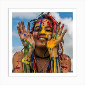 Beautiful Girl With Paint On Her Face Art Print
