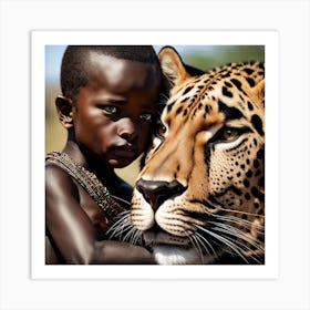 Child With A Leopard Art Print