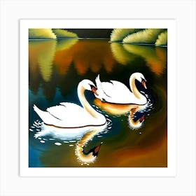 Swans on the Lake Art Print