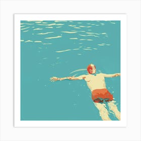 A Swimmer In A Pool Minimal Illustration 1718672260 2 Art Print