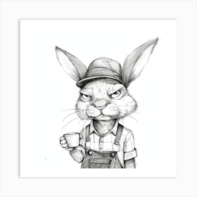 Rabbit With A Cup Of Coffee Art Print