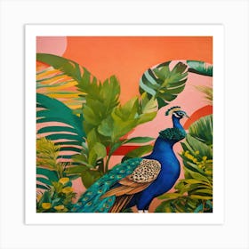 Peacock In The Jungle Art Print