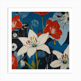 Pattern lilies 1 Art Print