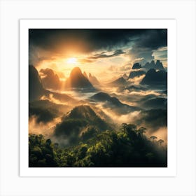 Sunrise Over Mountains Art Print