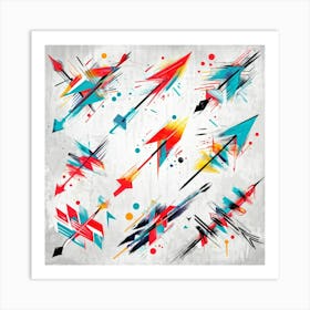 Abstract Hand Drawn Arrows And Pointers Set Collection Positioned At Various Angles Across The Canv (6) Art Print