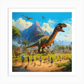 Dinosaurs In The Park 1 Art Print