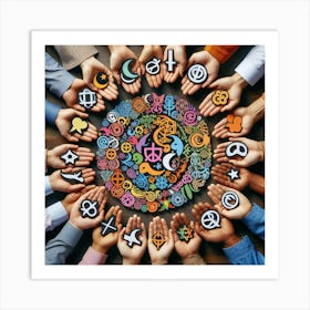 Religious Symbols In A Circle 1 Art Print