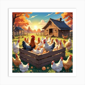 Chickens In A Crate Art Print