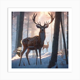 Deer In The Woods 65 Art Print