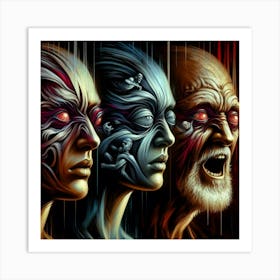 Three Faces Of Horror Art Print