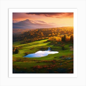 Sunset In The Mountains 5 Art Print