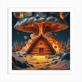 Wooden hut left behind by an atomic explosion 3 Art Print