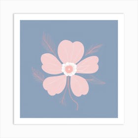 A White And Pink Flower In Minimalist Style Square Composition 616 Art Print