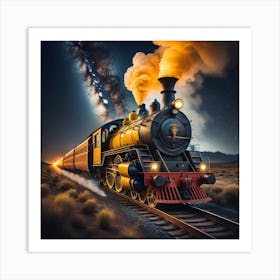 Train In The Night Sky Created using Imagine AI Art Art Print