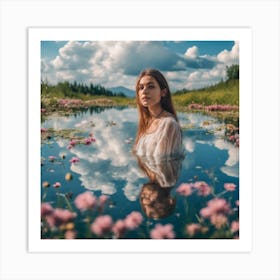 Girl In The Water Art Print