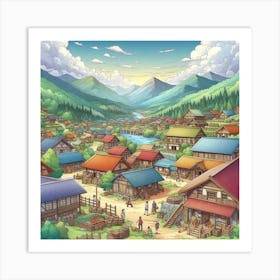 Village In The Mountains 1 Art Print