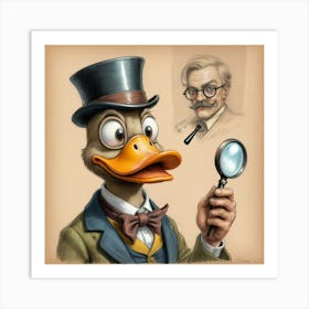 Duck With Magnifying Glass 3 Art Print