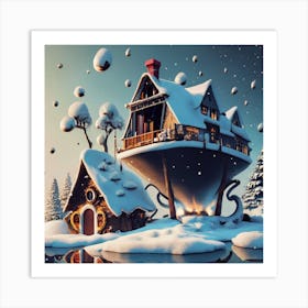 House In The Snow 1 Art Print