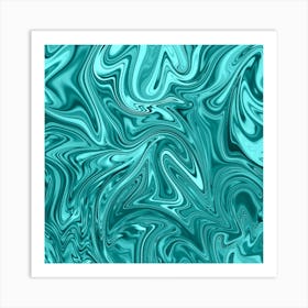 Teal Liquid Marble Art Print