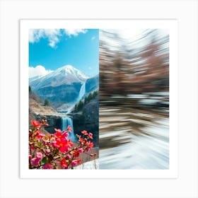 Blurred Image Of A Waterfall Art Print