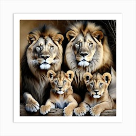 Family Of Lions Art Print