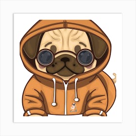 Pug Dog With Glasses Art Print