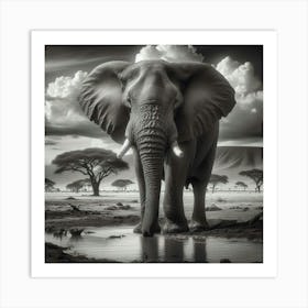 Elephant In The Savannah 1 Art Print