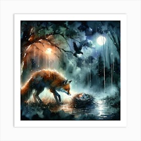 Fox And Crow Art Print