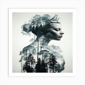 Woman In The Forest Art Print