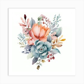 Watercolor Floral Bouquet 2 Art Print