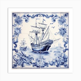 Peter Pan Delft Tile Illustration 2 Art Print