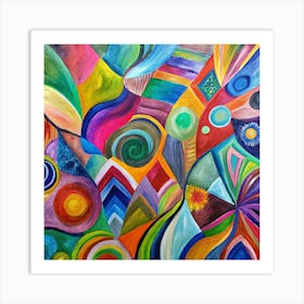 Abstract Painting in Vibrant Pop Palette 2 Art Print