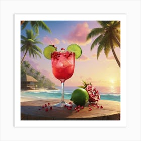 Tropical Cocktail On The Beach 1 Art Print