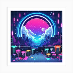 Neon City Background Art Print