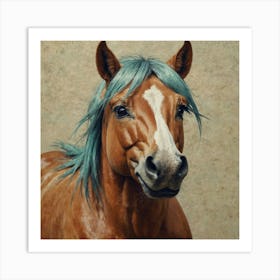 Blue Haired Horse Art Print