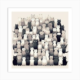 Group Of Cats Art Print