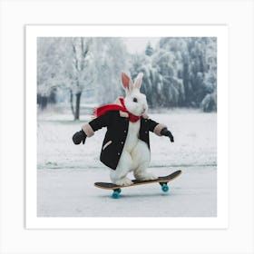 A Photo Of A White Rabbit Wearing A Red Lhpd9646tv Lb2fvc7mcoq Dqk8w Diskw3pabn7wnyxa Art Print