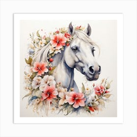 Horse With Flowers 5 Art Print