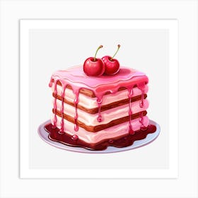 Cake With Cherries 1 Art Print