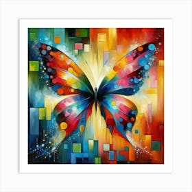 Colourful Modern Abstract Butterfly v6 Art Print