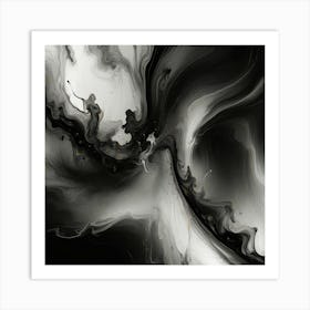 Abstract Black And White Painting 3 Art Print