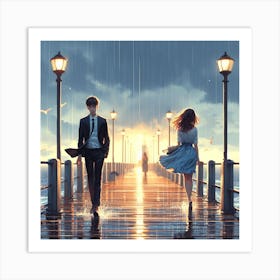 Goodbye my love in the rain 2 Art Print